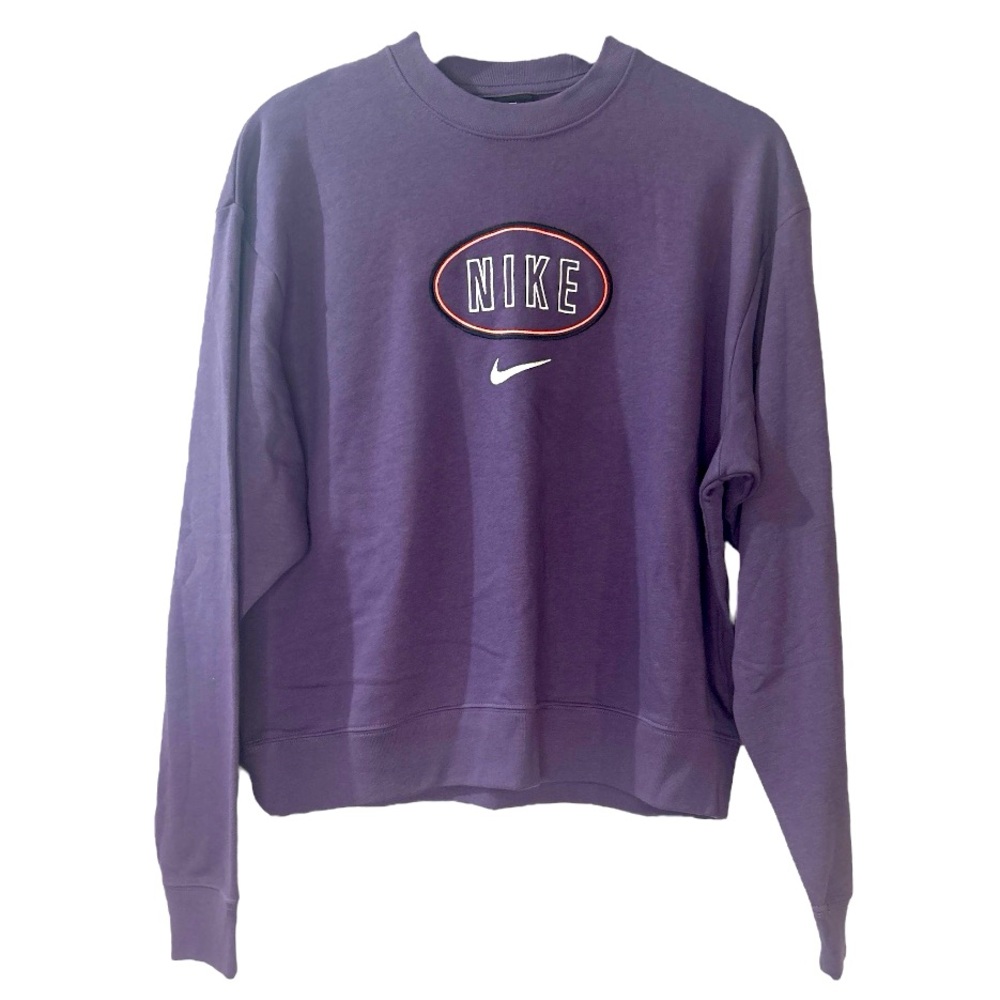 Nike Cropped Sweatshirt Sun Washed Purple White Swoosh Small Athleisure Casual